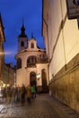 View of the night street in Prague Royalty Free Stock Photo
