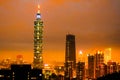 View night Taipei 101 building on elephant mountain