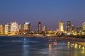 View of the night Tel Aviv and the Mediterranean Sea at Night Royalty Free Stock Photo