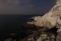 View at night on the White Rock and the Mediterranean Sea near Rosh HaNikra, on the border of Israel and Lebanon Royalty Free Stock Photo