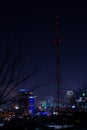 View of the night Yekaterinburg from the meteorological hill. Royalty Free Stock Photo