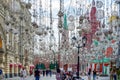 View of Nikolskaya Street decorated with garlands and other elements of decor.