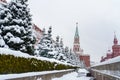 View of Nikolskaya Tower in winter. Moscow. Russia Royalty Free Stock Photo