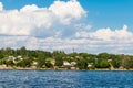 View of Nikopol town from Kakhovka reservoir, Ukraine