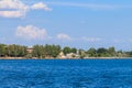 View of Nikopol town from Kakhovka reservoir, Ukraine