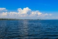 View of Nikopol town from Kakhovka reservoir, Ukraine