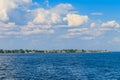 View of Nikopol town from Kakhovka reservoir, Ukraine