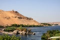 View on the Nile river and the tombs of nobles. Royalty Free Stock Photo