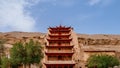 Nine-Level Building at Mogao Caves in Dunhuang, Gansu, China Royalty Free Stock Photo