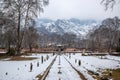 The view of Nishat Bagh Mughal Garden during winter season, Srinagar, Kashmir, India