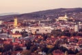 Nitra city, Slovakia, evening urban scene, red filter Royalty Free Stock Photo