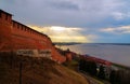 View of Nizhny Novgorod Kremlin on sunset