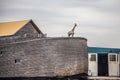 View of Noah`s Ark replica seen along the river in Netherlands.