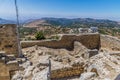 A view north across the battlements of the restored Ajloun Castle, Jordan Royalty Free Stock Photo