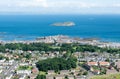 A view of North Berwick and the island Ailsa Craig from the North Berwick Law Royalty Free Stock Photo