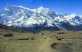 View of north face of Annapurna II and Annapurna IV from Kicho v Royalty Free Stock Photo