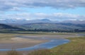 River Kent estuary, Lake District hills with snow