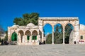 View of the northern part of Jerusalem and the Rockefeller Archaeological Museum from the site near the mosque Dome of the Rock on Royalty Free Stock Photo