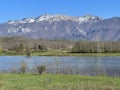 A view of the northern slopes of Velebit from Lika and the spring snow on its picturesque peaks, Sveti Rok - Croatia