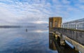 A view northward across the still waters of Pitsford Reservoir, UK