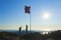 View with Norwegian flag seen from the Mount Ulriken in Bergen