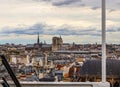 View of Notre Dame Cathedral and the cityscape from Center of Pompidou in the spring. Before the fire. April 05, 2019. Paris Royalty Free Stock Photo