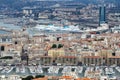 View from Notre Dame de la Garde upon old and new port, Marseille Royalty Free Stock Photo