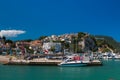 View of Numana city on the sea and Conero mount in the Marche region