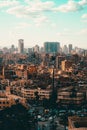 View of numerous buildings and rooftops of Cairo city, multi milion capital city filled with little houses and huge apartment