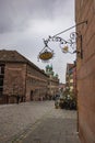 A view of Nuremberg\'s old town (Altstadt), looking down towards the town hall (Rathaus) an