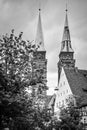 View of Nuremberg with steeples of St. Sebaldus Church Royalty Free Stock Photo