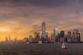 View of NYC skyline at sunset Royalty Free Stock Photo