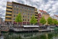 View of Nyhavn pier with color buildings, ships, yachts and other boats in the Old Town of Copenhagen, Denmark Royalty Free Stock Photo