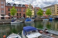 View of Nyhavn pier with color buildings, ships, yachts and other boats in the Old Town of Copenhagen, Denmark Royalty Free Stock Photo