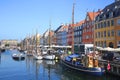 Nyhavn - the Historic waterfront with wooden ships, canal, colourful buildings and entertainment, Copenhagen, Denmark