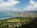 View of Oahu from the top of Diamond Head Royalty Free Stock Photo