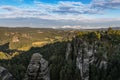 View from observation deck of Bastei in Saxon Switzerland, Germany. National park Saxon Switzerland. Germany,