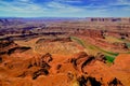 The view from the observation deck on the Canyonlands is washed by the Colorado River