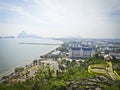 View from the observation deck, viewpoint on the city of Prachuap Khiri Khan and on the bay in Thailand Royalty Free Stock Photo