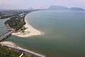 View from the observation deck, viewpoint on the city of Prachuap Khiri Khan and on the bay in Thailand Royalty Free Stock Photo