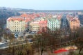 View from observation deck of Vysehrad to Prague Nuselsky Bridge, or bridge of suicides, Czech Republic Royalty Free Stock Photo