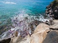 View of the ocean and rocks on the cliffs on Maui Royalty Free Stock Photo