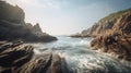 a view of the ocean from a rocky cliff side area Royalty Free Stock Photo