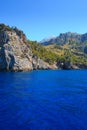 View from ocean to SÃÂ¡ Calobra beach Royalty Free Stock Photo