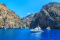 View from ocean to SÃÂ¡ Calobra beach Royalty Free Stock Photo
