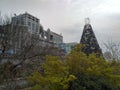 View of Odaiba marine park and Fuji TV headquarter building, Tokyo, 2016 Royalty Free Stock Photo