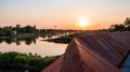 View of the Oder river from the Kostrzyn fortress. Polish-German border Royalty Free Stock Photo