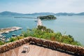 View of Odongdo Island and sea from Jasan Park in Yeosu, Korea