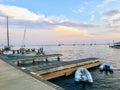 A view off the docks of the sandy tip of Placencia, Belize. Loc