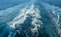 Waves left by the wake of cruise ship at sea Royalty Free Stock Photo